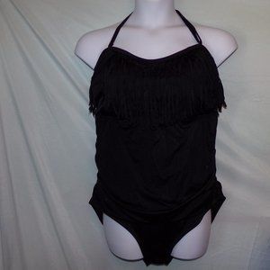 SWIMSUITS FOR ALL 1 PIECE FRINGE TRIM BATHING SUIT SZ 24